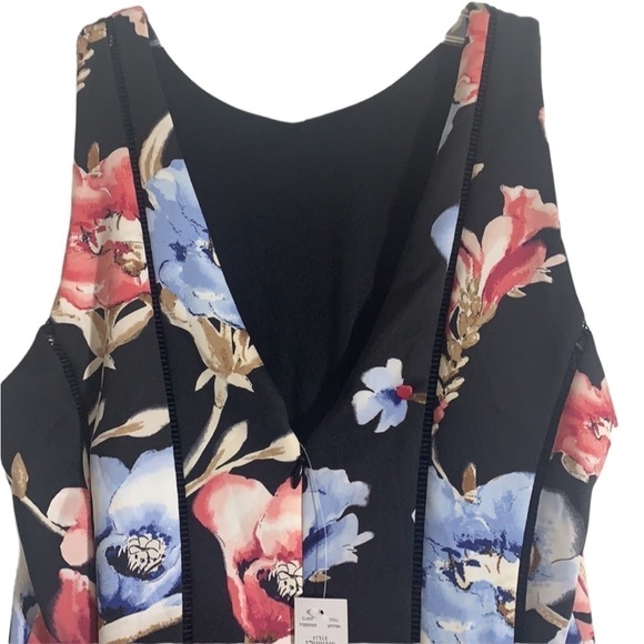 - NWT WHBM Black Pink Floral Print Scuba Fit N Flare Dress - Picture 8 of 13